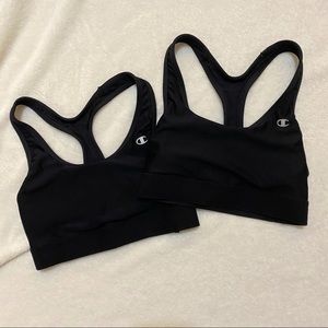 TWO Black Medium Support Sports Bras; Champion S
